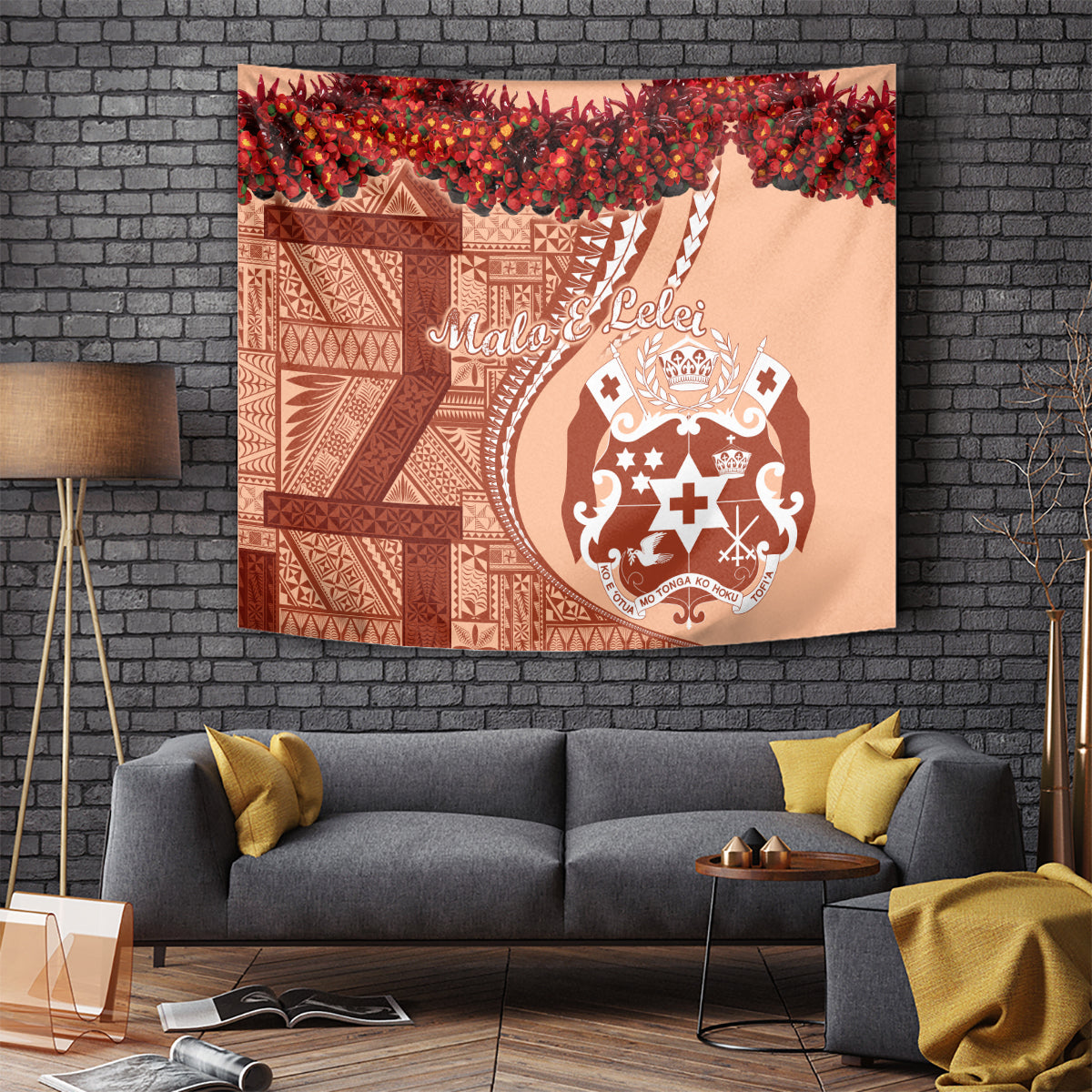 Vintage Tonga Kahoa Heilala Flower Tapestry LT9 Peach Fuzz - Polynesian Pride