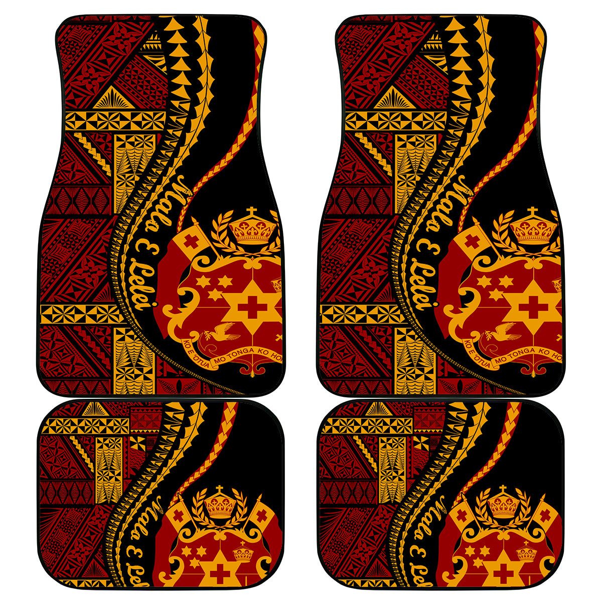 Vintage Tonga Malo E Lelei Ngatu Pattern Car Mats LT9 Red - Polynesian Pride