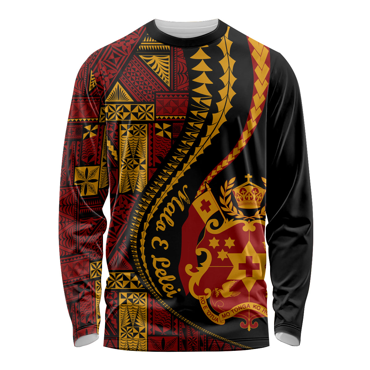 Vintage Tonga Malo E Lelei Ngatu Pattern Long Sleeve Shirt LT9 Unisex Red - Polynesian Pride