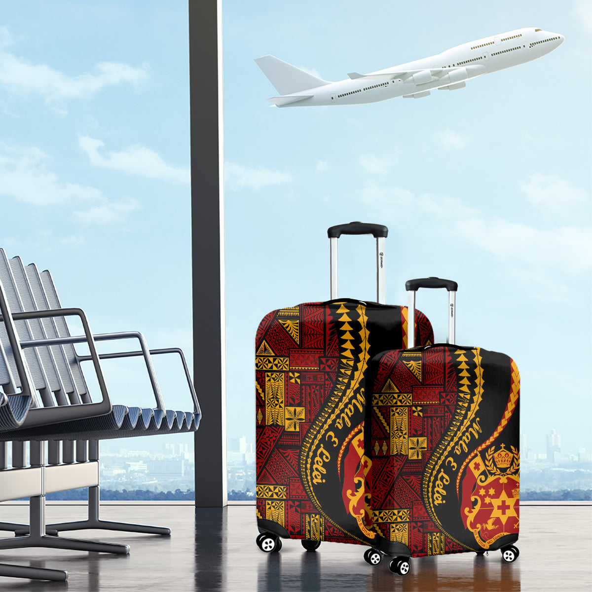 Vintage Tonga Malo E Lelei Ngatu Pattern Luggage Cover LT9 - Polynesian Pride