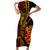 Vintage Tonga Malo E Lelei Ngatu Pattern Short Sleeve Bodycon Dress LT9 Long Dress Red - Polynesian Pride