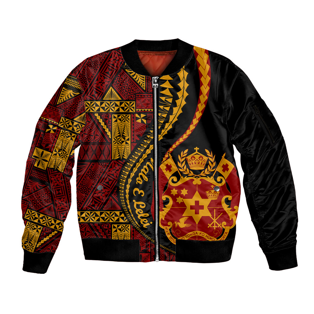 Vintage Tonga Malo E Lelei Ngatu Pattern Sleeve Zip Bomber Jacket LT9 Unisex Red - Polynesian Pride