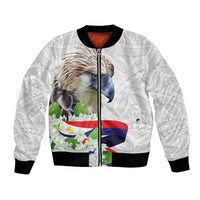 Philippines Eagle and Sampaguita Flowers Bomber Jacket Polynesian Pattern LT9 Unisex White - Polynesian Pride