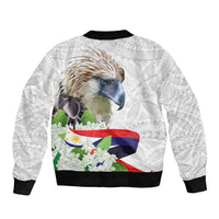 Philippines Eagle and Sampaguita Flowers Bomber Jacket Polynesian Pattern LT9 - Polynesian Pride