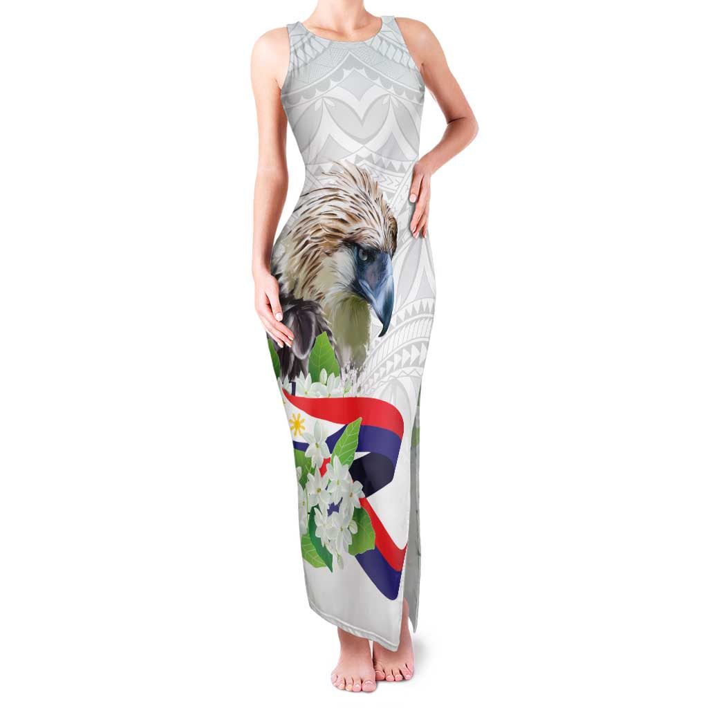 Philippines Eagle and Sampaguita Flowers Family Matching Tank Maxi Dress and Hawaiian Shirt Polynesian Pattern