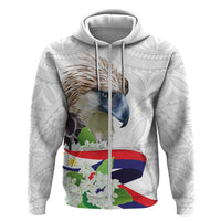 Philippines Eagle and Sampaguita Flowers Hoodie Polynesian Pattern