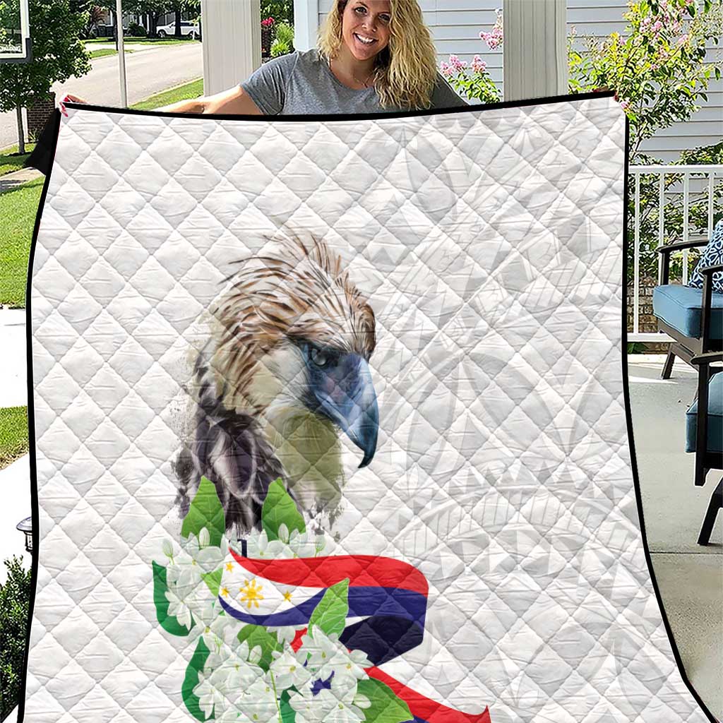 Philippines Eagle and Sampaguita Flowers Quilt Polynesian Pattern