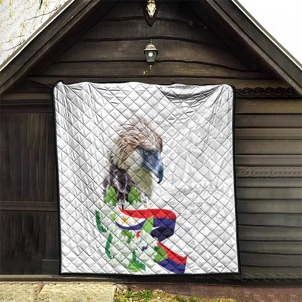 Philippines Eagle and Sampaguita Flowers Quilt Polynesian Pattern