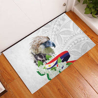 Philippines Eagle and Sampaguita Flowers Rubber Doormat Polynesian Pattern