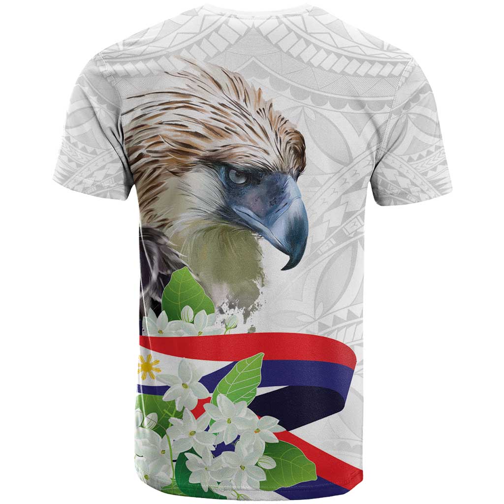 Philippines Eagle and Sampaguita Flowers T Shirt Polynesian Pattern LT9 - Polynesian Pride