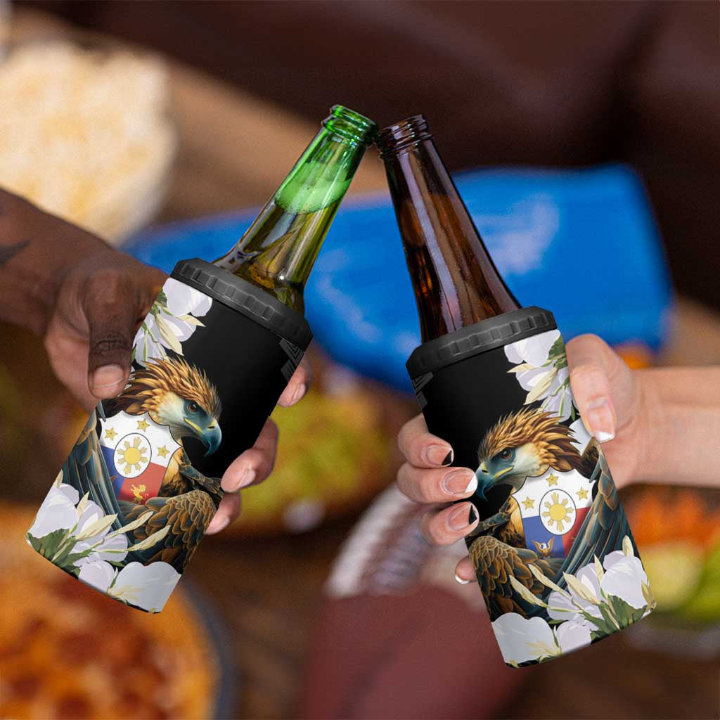 Philippines Eagle with Coat Of Arm 4 in 1 Can Cooler Tumbler Simple Sampaguita Jasmine LT9