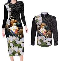 Philippines Eagle with Coat Of Arm Couples Matching Long Sleeve Bodycon Dress and Long Sleeve Button Shirt Simple Sampaguita Jasmine
