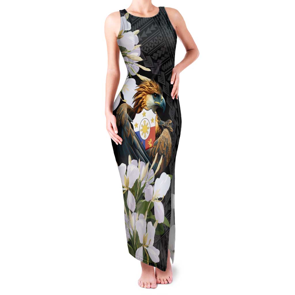 Philippines Eagle with Coat Of Arm Family Matching Tank Maxi Dress and Hawaiian Shirt Simple Sampaguita Jasmine