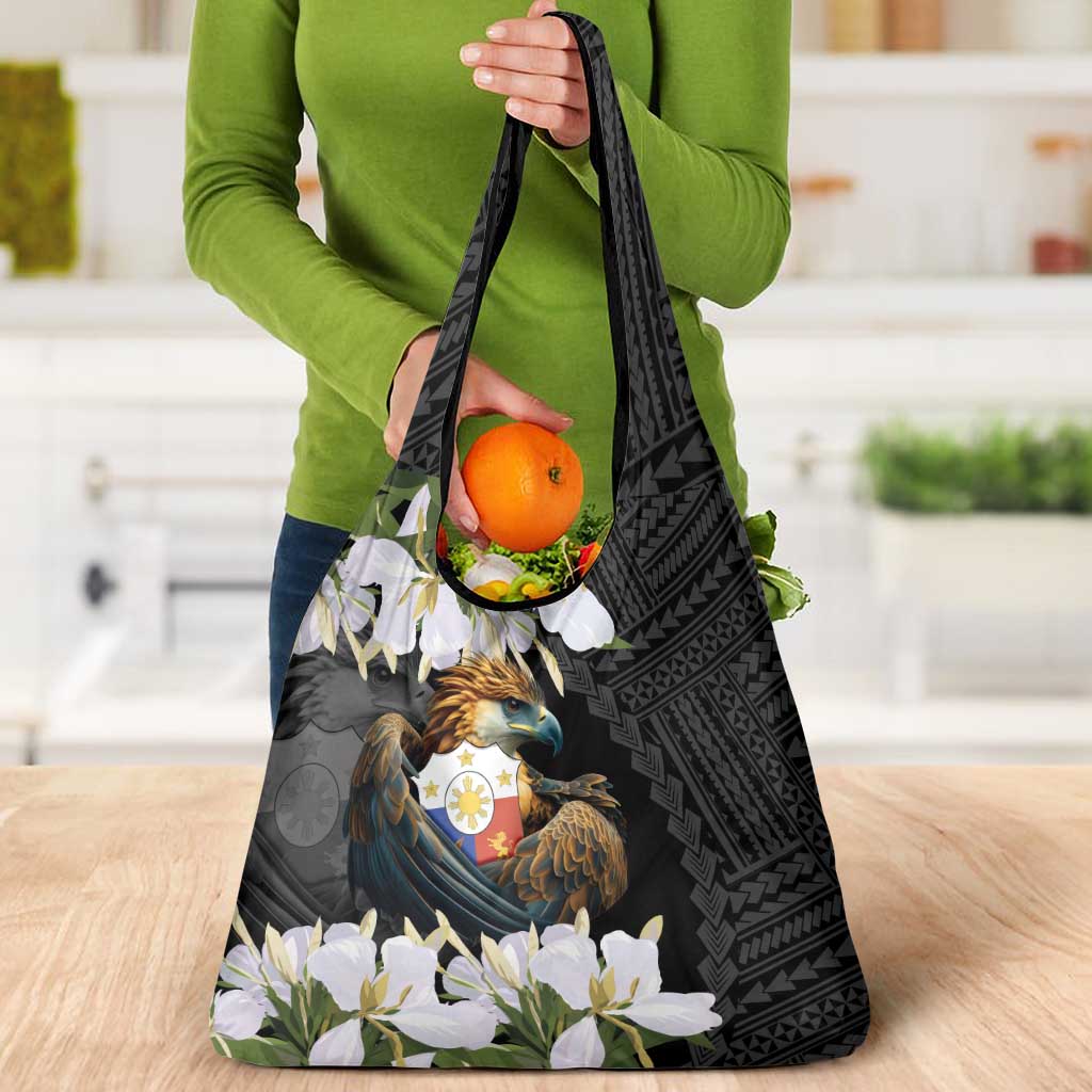Philippines Eagle with Coat Of Arm Grocery Bag Simple Sampaguita Jasmine