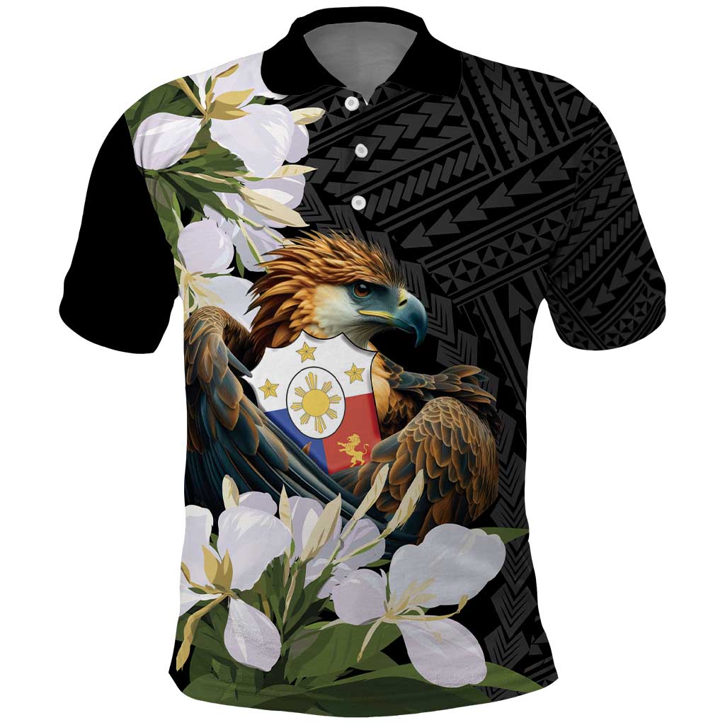 Philippines Eagle with Coat Of Arm Polo Shirt Simple Sampaguita Jasmine