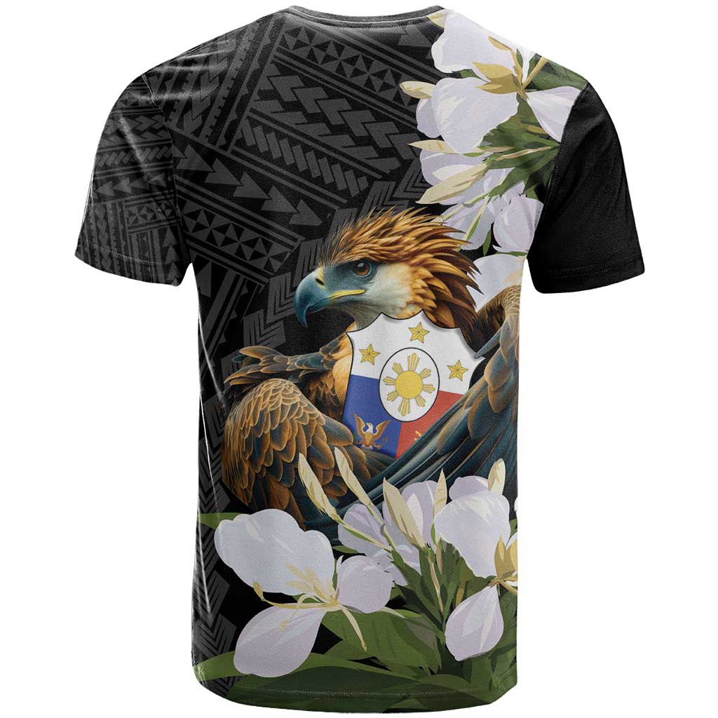 Philippines Eagle with Coat Of Arm T Shirt Simple Sampaguita Jasmine LT9 - Polynesian Pride
