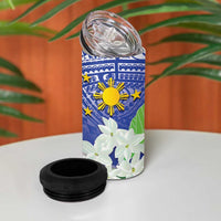 Philippines Flag 4 in 1 Can Cooler Tumbler Sampaguita Jasmine with Polynesian Tribal LT9