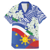 Philippines Flag Family Matching Mermaid Dress and Hawaiian Shirt Sampaguita Jasmine with Polynesian Tribal
