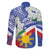 Philippines Flag Family Matching Off The Shoulder Long Sleeve Dress and Hawaiian Shirt Sampaguita Jasmine with Polynesian Tribal