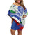 Philippines Flag Family Matching Off Shoulder Short Dress and Hawaiian Shirt Sampaguita Jasmine with Polynesian Tribal