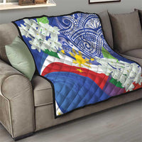 Philippines Flag Quilt Sampaguita Jasmine with Polynesian Tribal