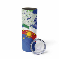 Philippines Flag Skinny Tumbler Sampaguita Jasmine with Polynesian Tribal LT9