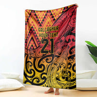 New Zealand Rangatira Custom Blanket Red and Gold Niho Taniwha Maori Tribal