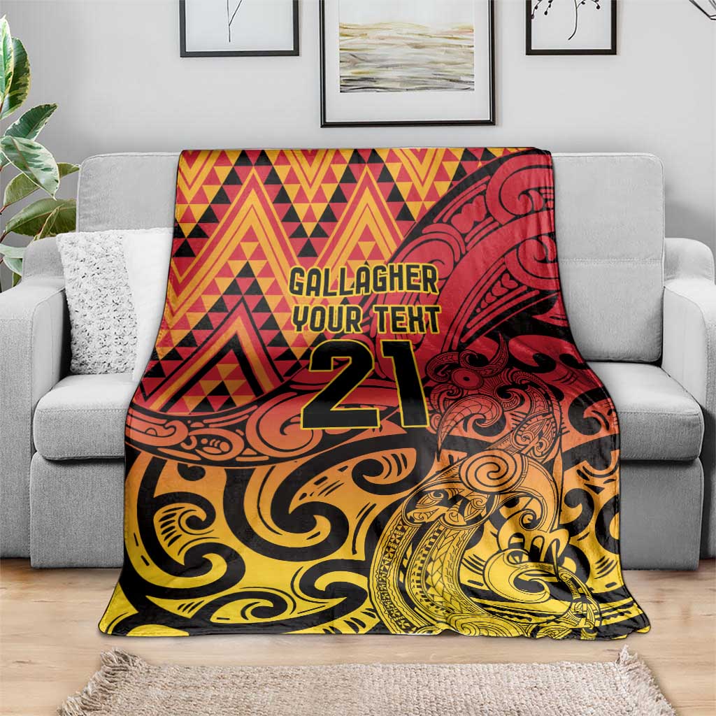 New Zealand Rangatira Custom Blanket Red and Gold Niho Taniwha Maori Tribal