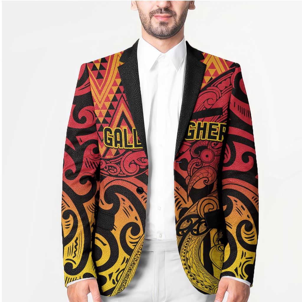 New Zealand Rangatira Custom Blazer Red and Gold Niho Taniwha Maori Tribal - Polynesian Pride