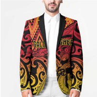 New Zealand Rangatira Custom Blazer Red and Gold Niho Taniwha Maori Tribal - Polynesian Pride
