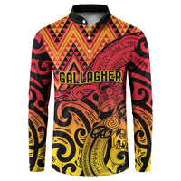 New Zealand Rangatira Custom Button Sweatshirt Red and Gold Niho Taniwha Maori Tribal