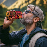 New Zealand Rangatira Custom 4 in 1 Can Cooler Tumbler Red and Gold Niho Taniwha Maori Tribal
