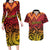 New Zealand Rangatira Custom Couples Matching Long Sleeve Bodycon Dress and Hawaiian Shirt Red and Gold Niho Taniwha Maori Tribal