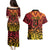 New Zealand Rangatira Custom Couples Matching Puletasi and Hawaiian Shirt Red and Gold Niho Taniwha Maori Tribal