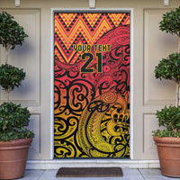 New Zealand Rangatira Custom Door Cover Red and Gold Niho Taniwha Maori Tribal - Polynesian Pride