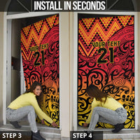 New Zealand Rangatira Custom Door Cover Red and Gold Niho Taniwha Maori Tribal - Polynesian Pride