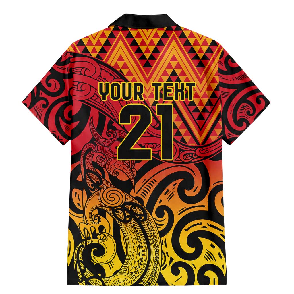 New Zealand Rangatira Custom Family Matching Mermaid Dress and Hawaiian Shirt Red and Gold Niho Taniwha Maori Tribal