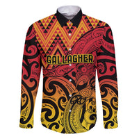 New Zealand Rangatira Custom Family Matching Puletasi and Hawaiian Shirt Red and Gold Niho Taniwha Maori Tribal