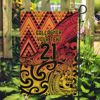 New Zealand Rangatira Custom Garden Flag Red and Gold Niho Taniwha Maori Tribal