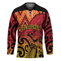 New Zealand Rangatira Custom Hockey Jersey Red and Gold Niho Taniwha Maori Tribal - Polynesian Pride