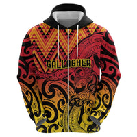 New Zealand Rangatira Custom Hoodie Red and Gold Niho Taniwha Maori Tribal