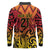 New Zealand Rangatira Custom Long Sleeve Polo Shirt Red and Gold Niho Taniwha Maori Tribal