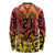 New Zealand Rangatira Custom Long Sleeve Shirt Red and Gold Niho Taniwha Maori Tribal