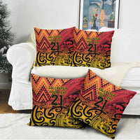 New Zealand Rangatira Custom Pillow Cover Red and Gold Niho Taniwha Maori Tribal - Polynesian Pride