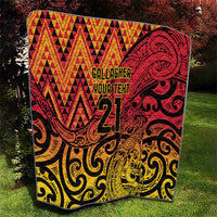 New Zealand Rangatira Custom Quilt Red and Gold Niho Taniwha Maori Tribal