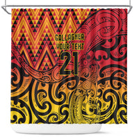New Zealand Rangatira Custom Shower Curtain Red and Gold Niho Taniwha Maori Tribal