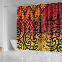 New Zealand Rangatira Custom Shower Curtain Red and Gold Niho Taniwha Maori Tribal