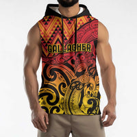 New Zealand Rangatira Custom Sleeveless Hoodie Red and Gold Niho Taniwha Maori Tribal - Polynesian Pride