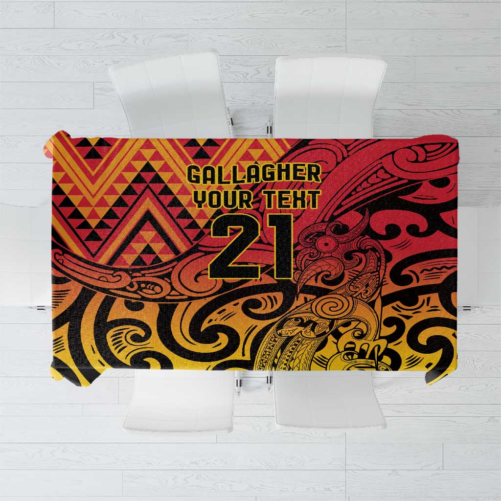 New Zealand Rangatira Custom Tablecloth Red and Gold Niho Taniwha Maori Tribal