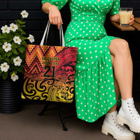 New Zealand Rangatira Custom Tote Bag Red and Gold Niho Taniwha Maori Tribal - Polynesian Pride